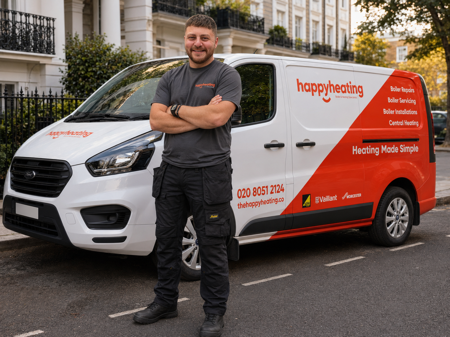 Happy Heating engineer at work